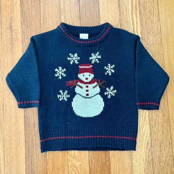 Vintage Kids Snowman Christmas Knit Crewneck Sweater Size 12 Months - Picture 2 of 4